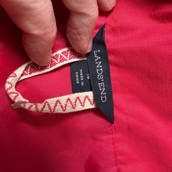 Vintage Women's Red Hooded Rain Jacket Casual Lightweight Windbreaker - Picture 10 of 12